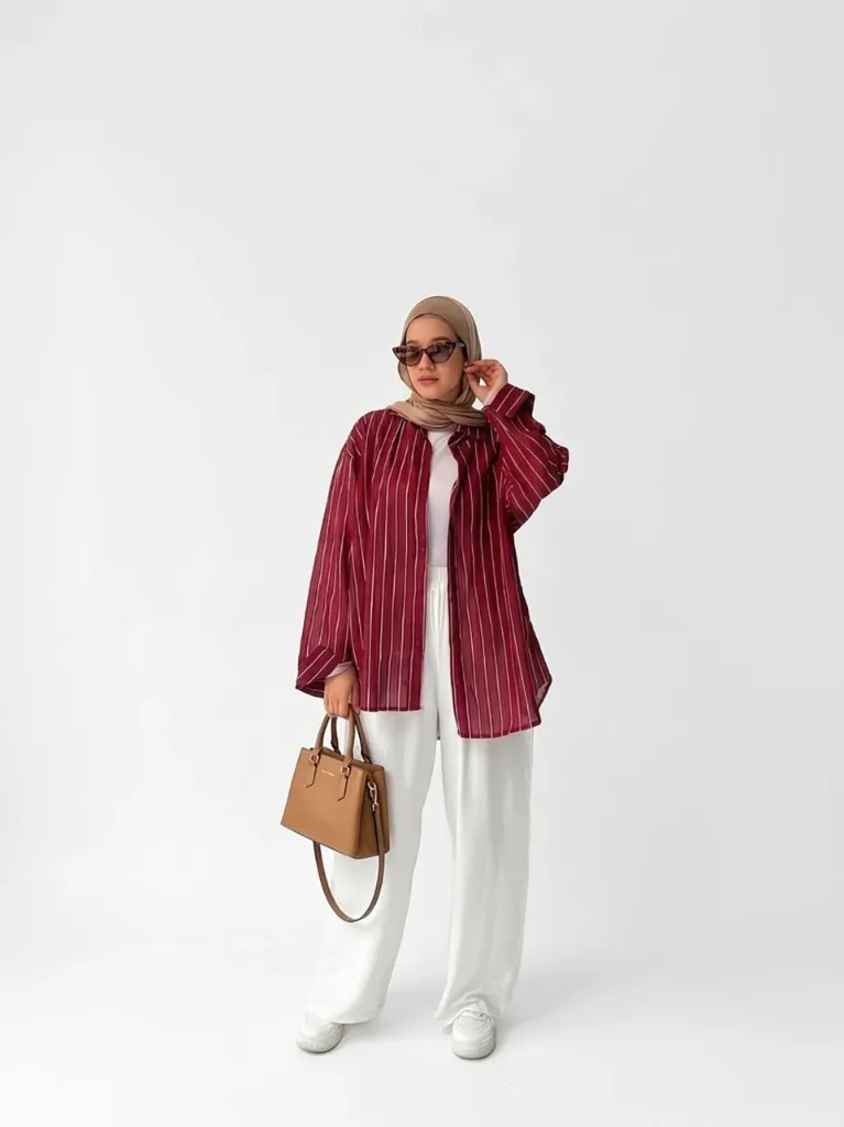 Chemise Striped Burgandy