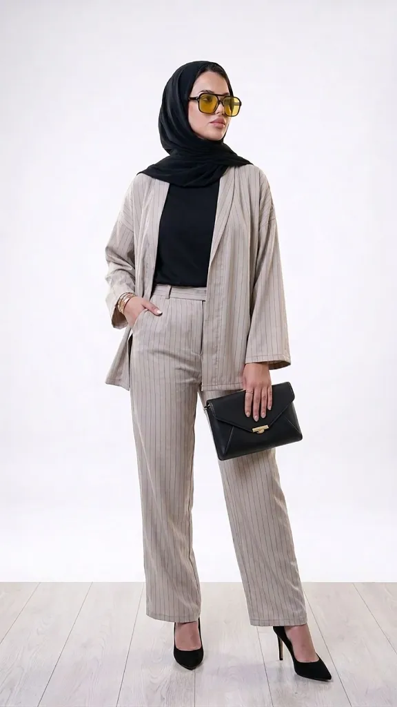 Suit Striped Beige