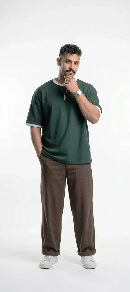 Ringer T-Shirt  Olive (Over Size)